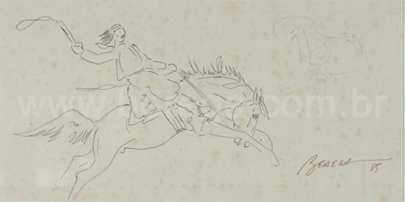 Desenho de gaúcho gineteando - 1985